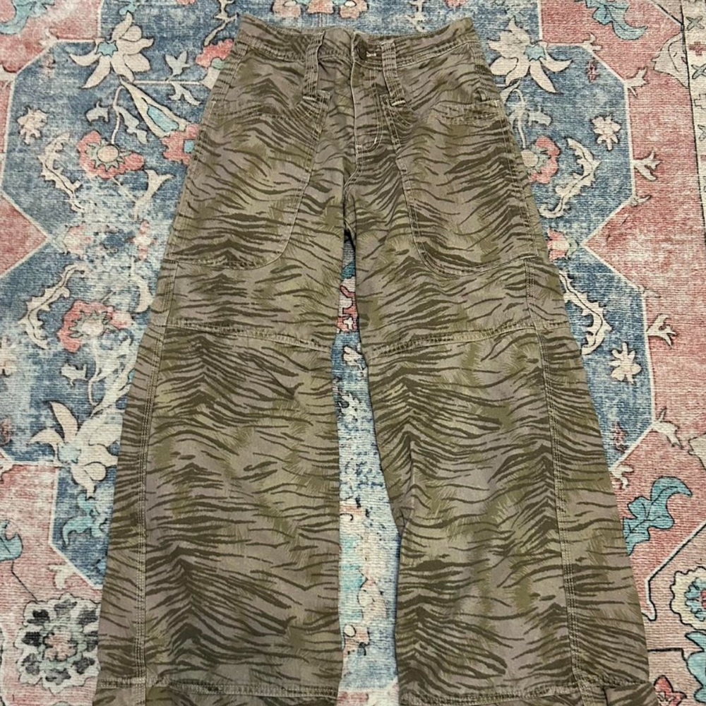 Urban Outfitters Green Zebra Print Flare Jeans